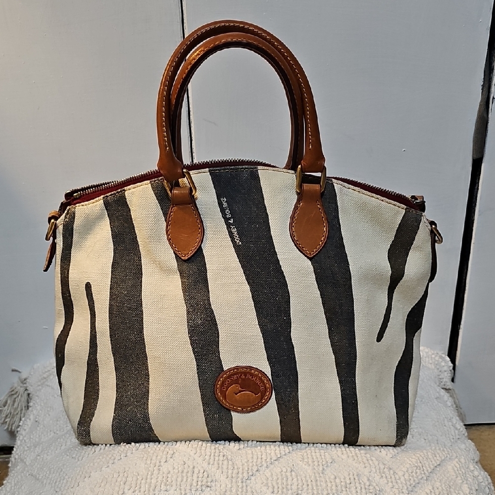 Dooney & Bourke Zebra Print Satchel - Black and Cream